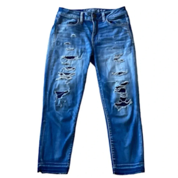 American Eagle hi-rise jegging crop, super stretch, distressed. Women’s size 6 - Picture 1 of 15